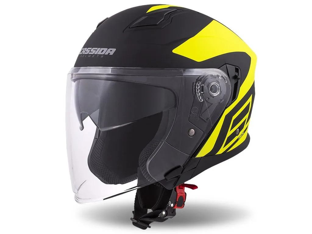PŘILBA JET TECH CORSO, CASSIDA (ČERNÁ MATNÁ/ŽLUTÁ FLUO)